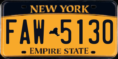 NY license plate FAW5130