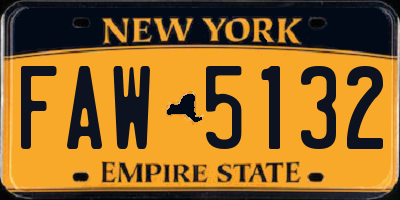NY license plate FAW5132