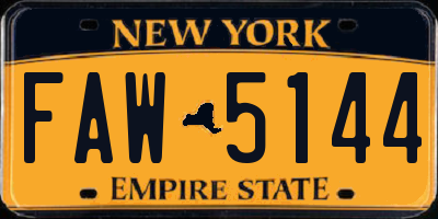 NY license plate FAW5144