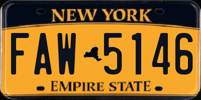 NY license plate FAW5146