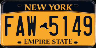 NY license plate FAW5149