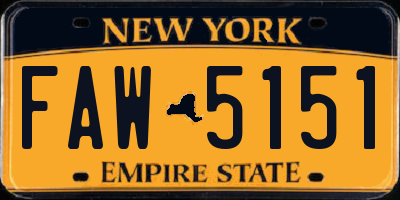 NY license plate FAW5151
