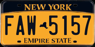 NY license plate FAW5157