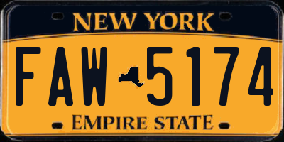 NY license plate FAW5174