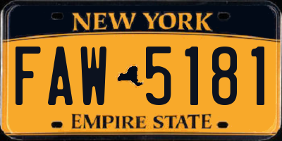 NY license plate FAW5181