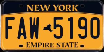 NY license plate FAW5190