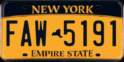 NY license plate FAW5191