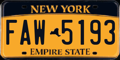 NY license plate FAW5193