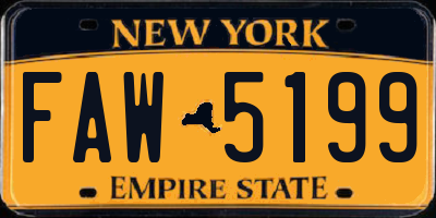 NY license plate FAW5199