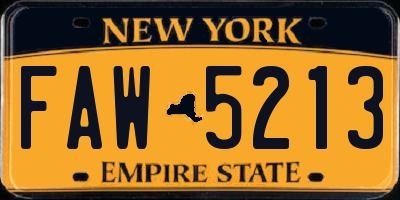 NY license plate FAW5213