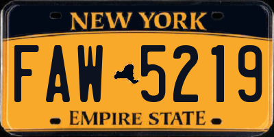 NY license plate FAW5219