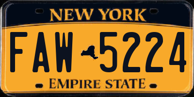 NY license plate FAW5224