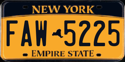 NY license plate FAW5225