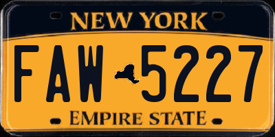 NY license plate FAW5227