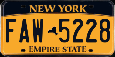 NY license plate FAW5228