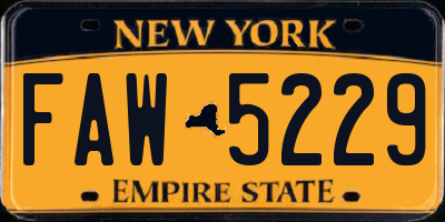 NY license plate FAW5229
