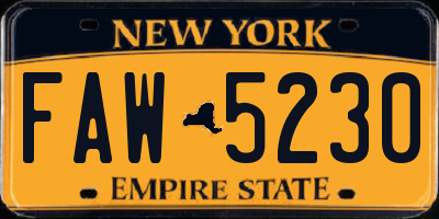NY license plate FAW5230