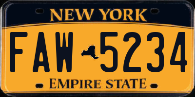 NY license plate FAW5234