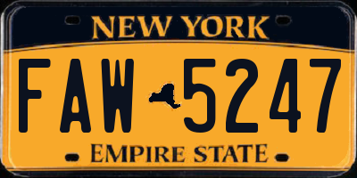 NY license plate FAW5247
