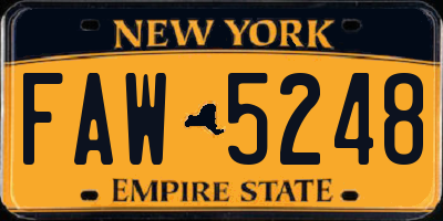 NY license plate FAW5248