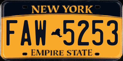 NY license plate FAW5253