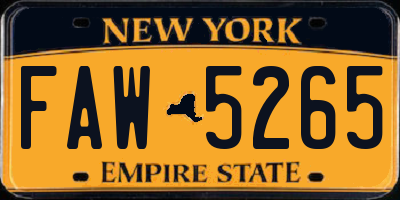 NY license plate FAW5265