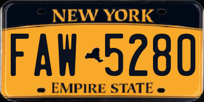 NY license plate FAW5280