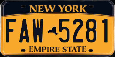 NY license plate FAW5281