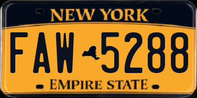 NY license plate FAW5288