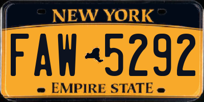 NY license plate FAW5292