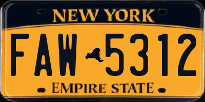 NY license plate FAW5312