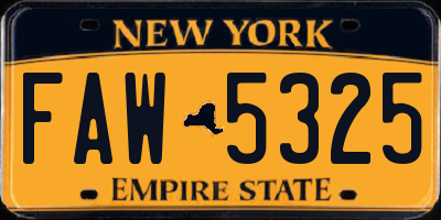 NY license plate FAW5325