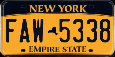 NY license plate FAW5338
