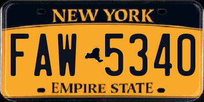 NY license plate FAW5340