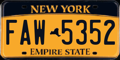 NY license plate FAW5352