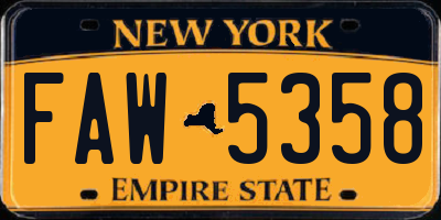 NY license plate FAW5358