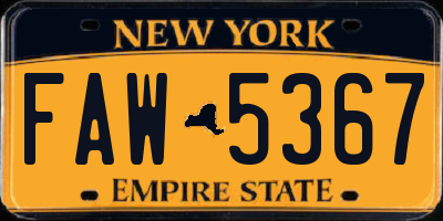 NY license plate FAW5367