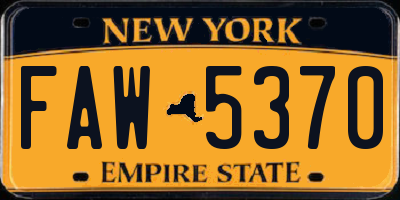NY license plate FAW5370