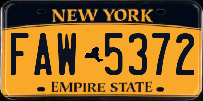 NY license plate FAW5372