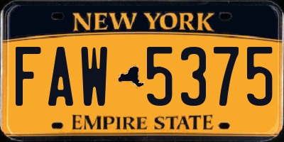 NY license plate FAW5375
