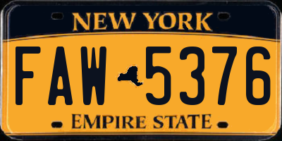 NY license plate FAW5376