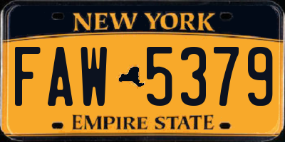 NY license plate FAW5379
