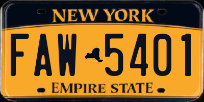 NY license plate FAW5401