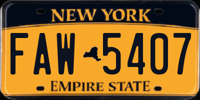 NY license plate FAW5407