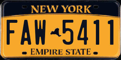 NY license plate FAW5411