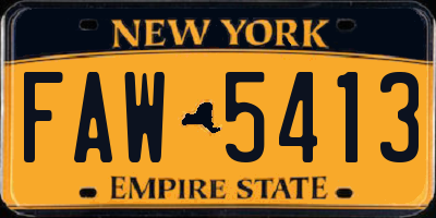 NY license plate FAW5413