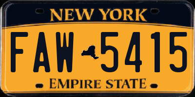 NY license plate FAW5415