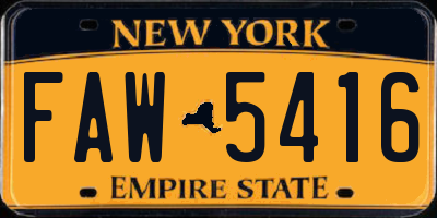 NY license plate FAW5416