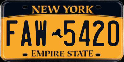 NY license plate FAW5420