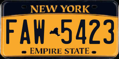 NY license plate FAW5423